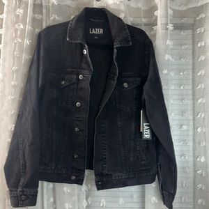 Lazer Black Denim Jean Vintage Wash Jacket